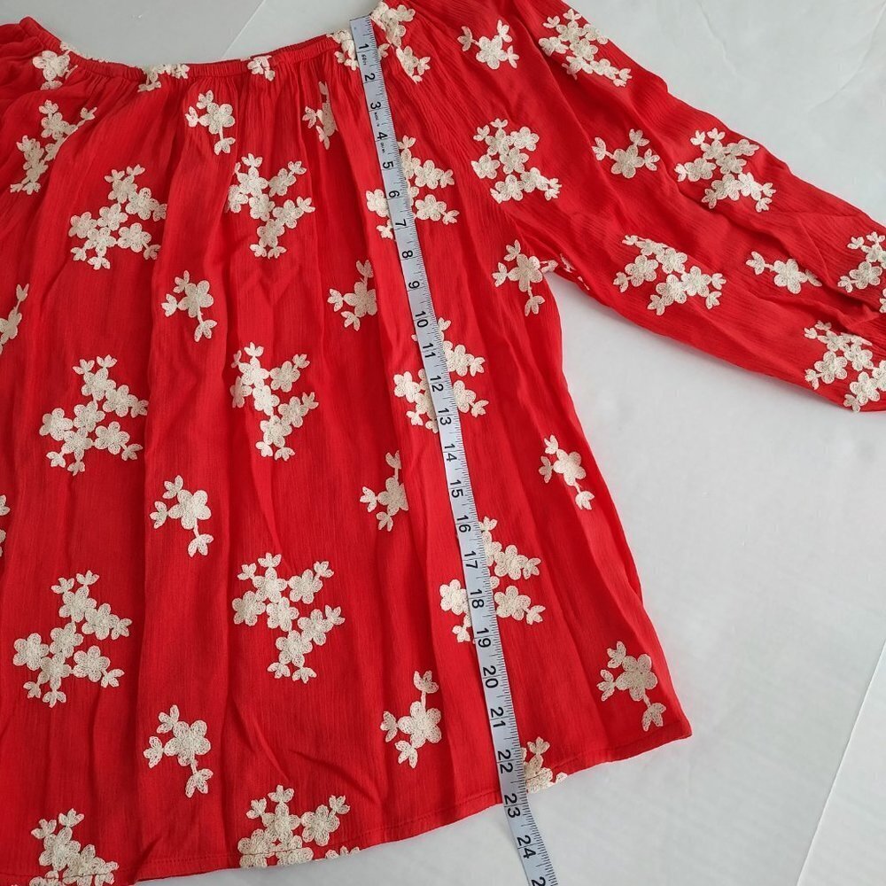 Soft Surroundings  Avignon Floral Embroidered Red Top - Picture 6 of 9